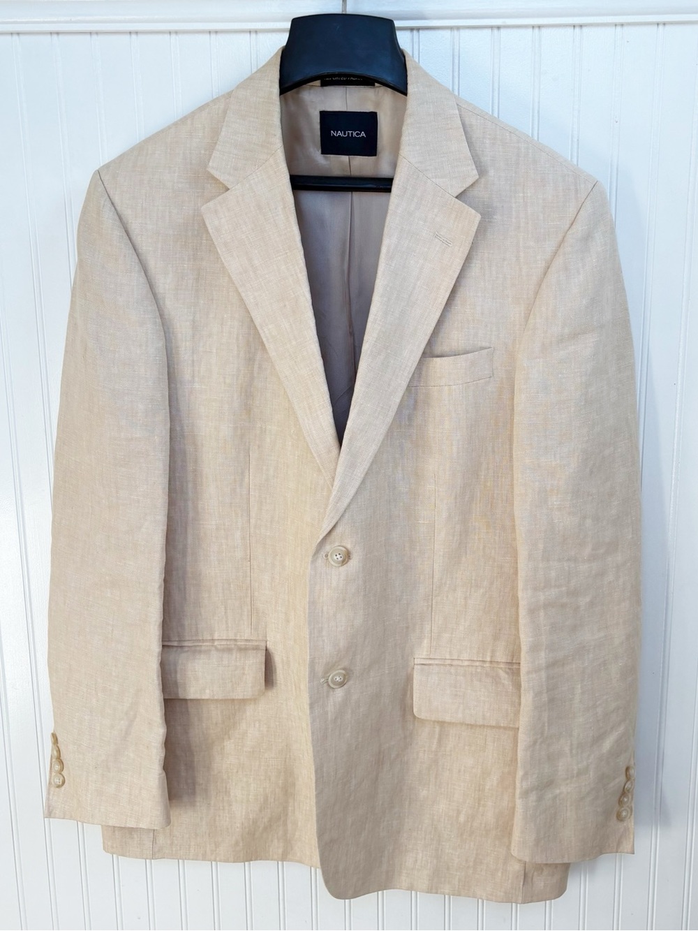 Nautica Light Tan 100% Linen Two Button Sport Coat Blazer Men’s Size 40R